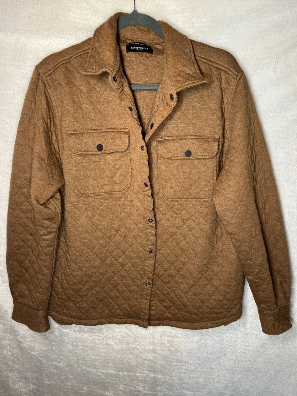 kenneth cole mens brown quilted Shirt Jacket sz M